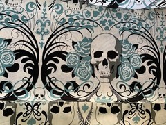 AH Regent Skulls Fabric OOP BTHY Alexander Henry OOP RARE HTF By The 1/2 Yard