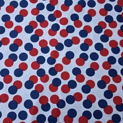 Vintage Retro Mid Century Modern Fabric Red Blue Polka Dot 45” Wide Atomic