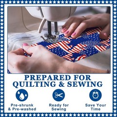 0 PCS Patriotic Fabric Jelly Roll Red White Blue Cotton Strips for Quilting