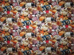 SEA SHELLS BEACH SHELL STAR FISH COTTON FABRIC FQ