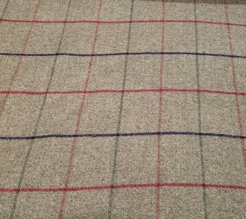 Soft! Heathered Gray with Red and Blue Windowpane Cashmere/Wool Flannel