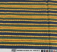 Vtg Striped Fabric Remnant By Debbie Mumm For SSI Green Golden Yellow Blue