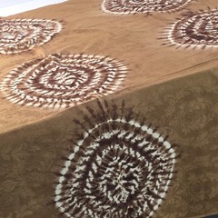 Vintage West African Bazin Riche Damask Fabric Tie Dye Brown Ochre Boho 2.4Yds