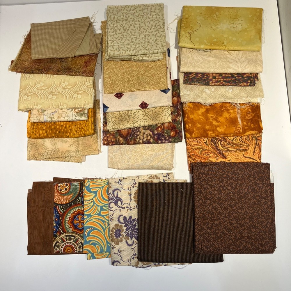 Quilt Craft Fabric Remnants Variety See Photos Brown Orange Fall **READ**