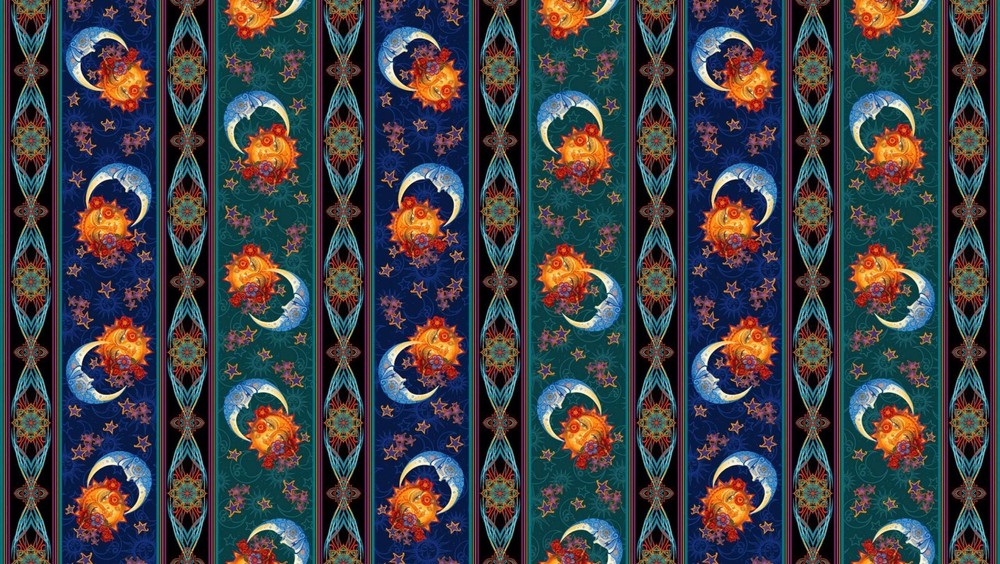 Benartex – Moon & Sun – Repeating Border Stripe – Multi