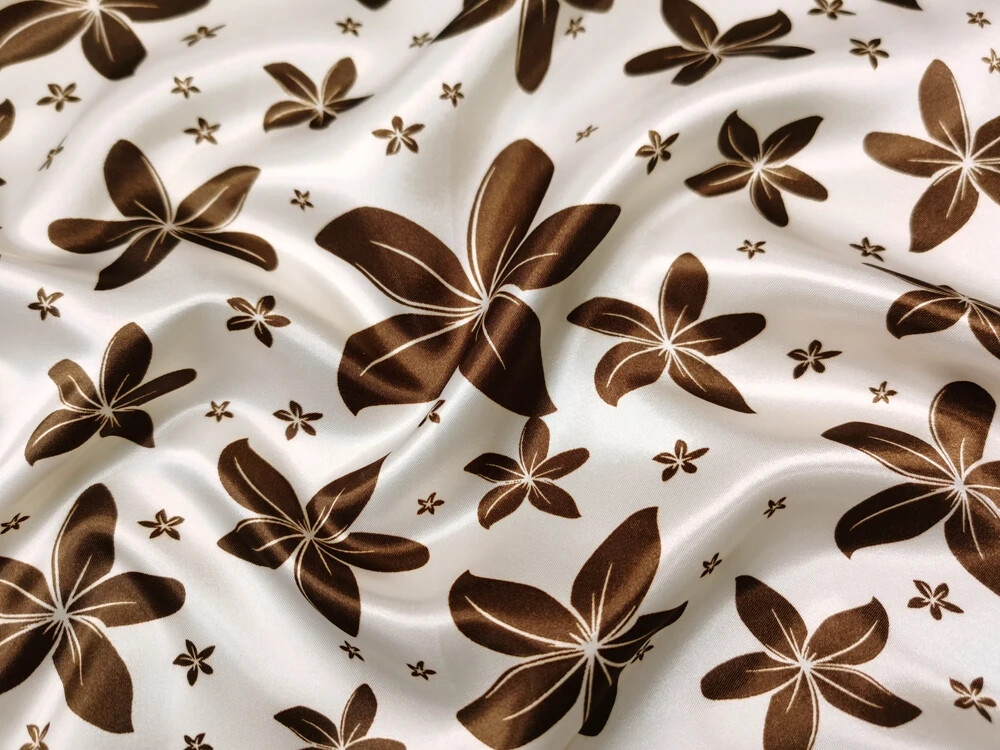 58” Wide By Yards Retro Leaf Print Satin Fabric Charmeuse Material Lining