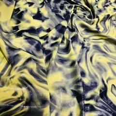 Tie Dye Yellow Print Nylon Spandex Fabric 4 Way Stretch for swimwear