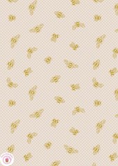 Lewis & Irene HONEY BEES 654.1 Cream Gold Metallic Bees Quilt Fabric BEES