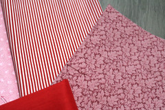 Scrap Piece Quilting Cotton Sewing Fabric RED PINK Hues 8 Different Patterns