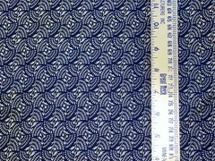 By 1/2 Yd Dark Blue and Gray Floral Geometric Cotton Quilt Fabric