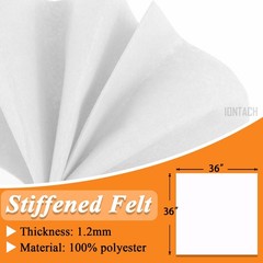 White Felt Fabric 36×36 Inch 1.2mm Thick Stiff Square Craft Sewing DIY Art