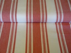 Dunroven House Farmhouse Awning Stripe Red White Woven Cotton Homespun Fabric