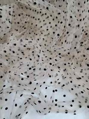 Nude Beige Tulle Velvet Polka dots Fabric For Dress Fabric By The Yard Stretch