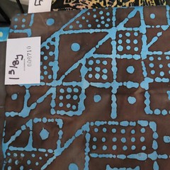 Batik Cotton Quilt Fabric 1 3/8 yards Geometric Blue Brown Craft Material #710