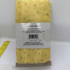 Shason 3 Yard Organza Fabric Cut 108 x 60 Yellow w Iridescent Dots