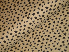 Star Fabric * Scattered Navy Star And Tan Cotton Calico Fabric * Sewing Fabric