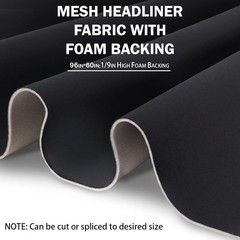 Black Mesh Headliner Fabric 96×60 with Foam Backing