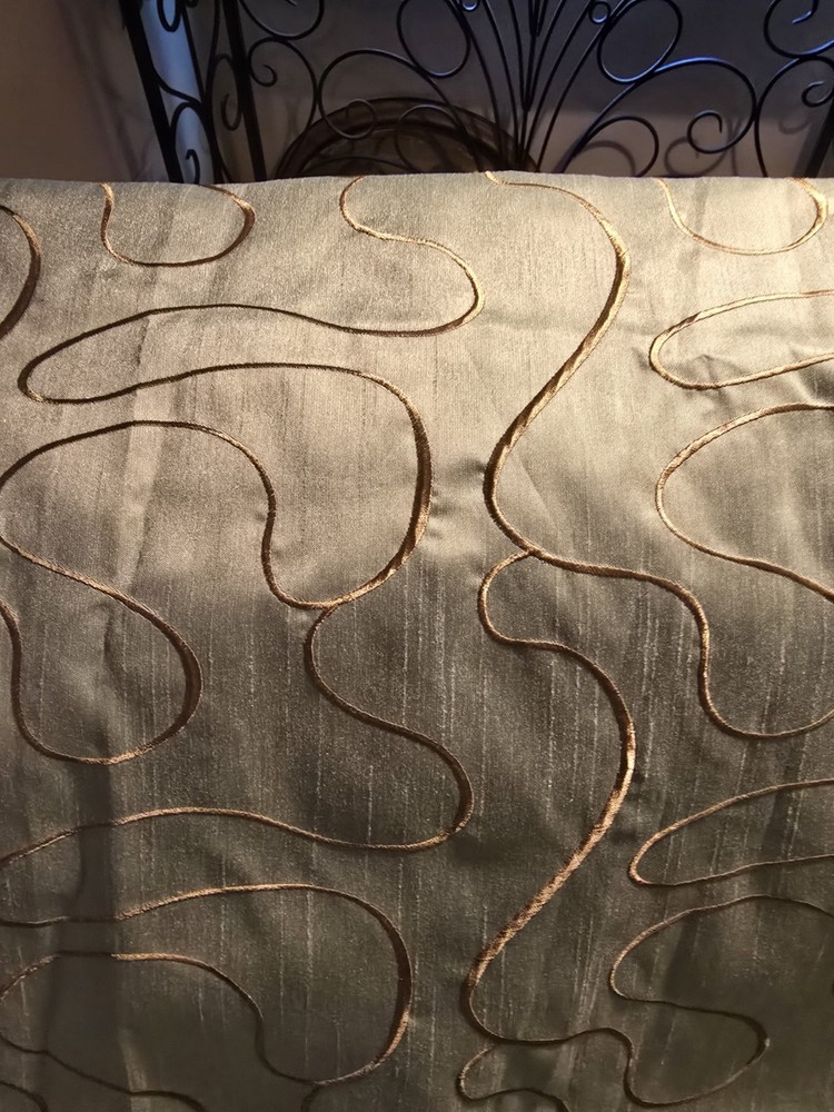 Vintage Pale Green Embroidered Satin Fabric 60 Inches Wide 4 Yards