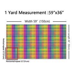 Rainbow Lines Fabric by The Yard Vintage Colorful Stripes Grid No Stretch Sew…