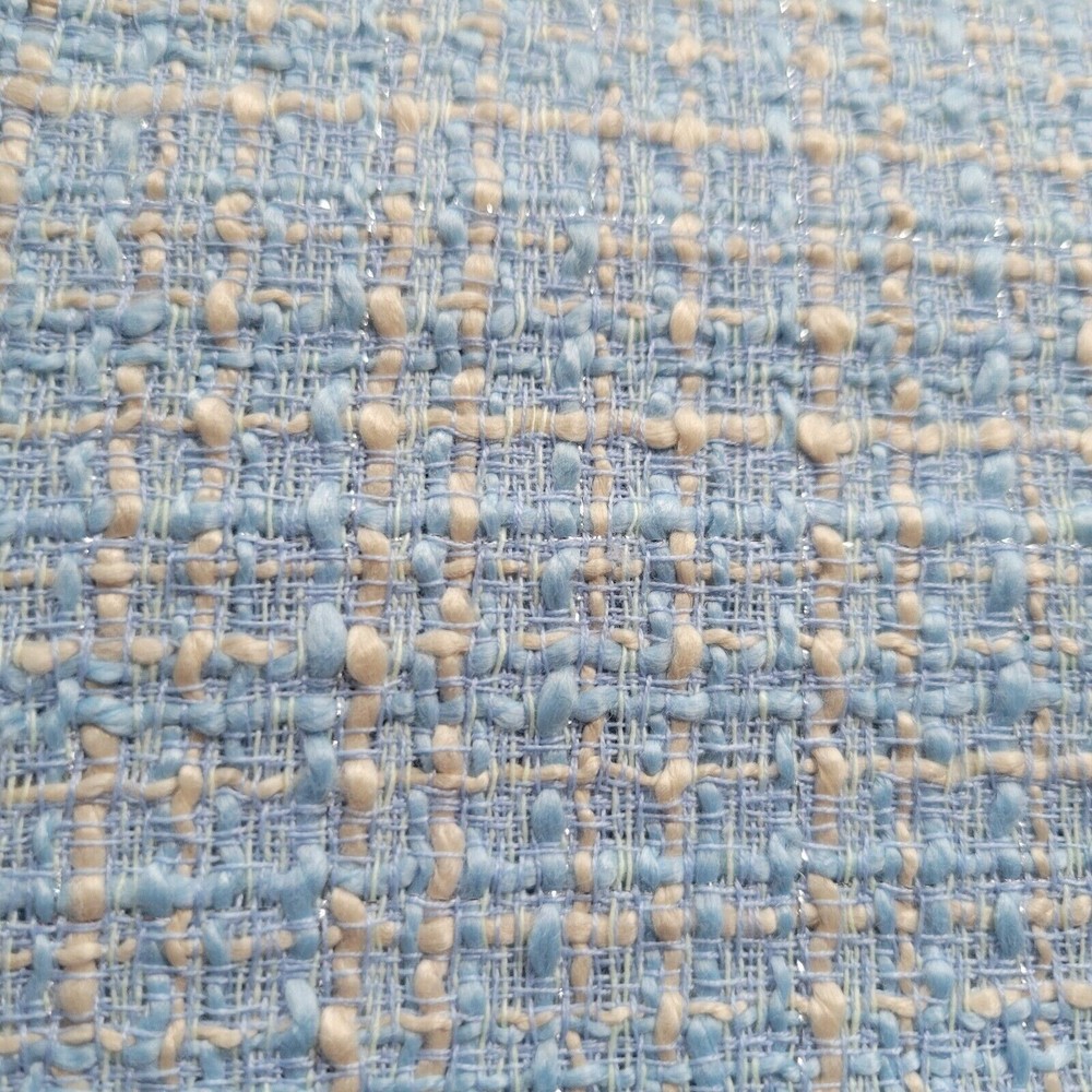 Soft Sky Blue & Rich Cream Tahari Fine Yarn Boucle Suiting – Elegant, Chic!