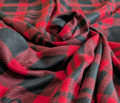 Blizzard Fleece Fabric Black & Red Check Plaid 59″ Wide BTY