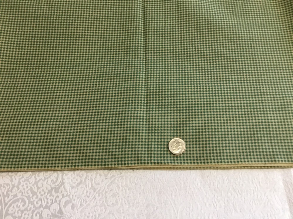 Tiny Checked Fabric Green Tan Cotton 60×44” Quilting Sewing Crafts
