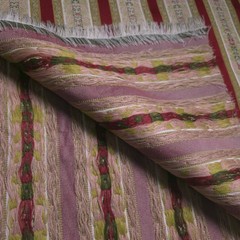 Vintage Floral Stripe Brocade 54″ By The Yard Cream Pink Drapery Cushion Fabric
