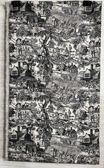 Toile Fabric Cotton Vintage Black Beige 2 Yds + 25″ (97″) x 44″(W) Farm Theme