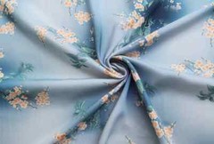55” Wide By Yards Blue Floral Rayon Viscose Fabric For Dress Shirt Sewing