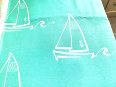 Premier Outdoor Sailboat Print Fabric Upholstery Teal 2 Yard Lot