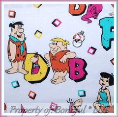 BonEful Fabric Cotton Quilt VTG Pillow Panel Flinstones Family Cartoon Girl Boy