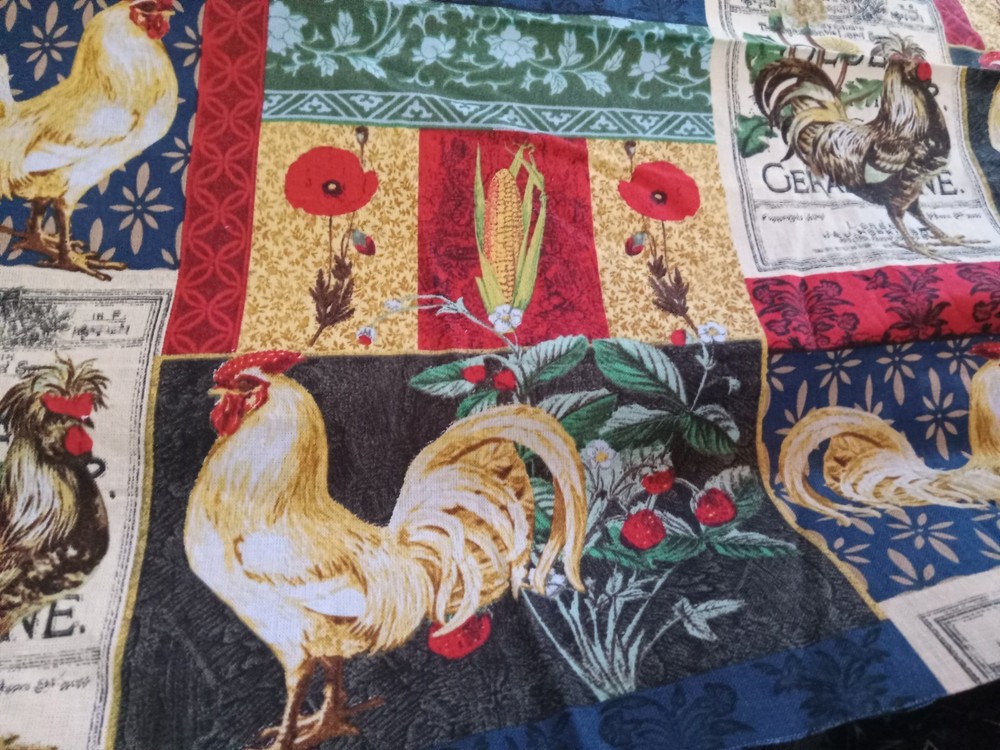 Country Farm Chickens Eggs Cotton Fabric 2 Designs 36″x44″ -18″x22″Cabin Fever