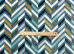 BRENTANO PANDORA ARACHNE CHEVRON VELVET GRAY AQUA CUSHION FABRIC 1.6 YARDS 50″W