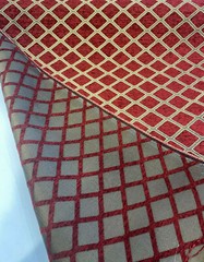 Chenille Upholstery Diamond Ruby Red Gold Cleopatra fabric By The Yard