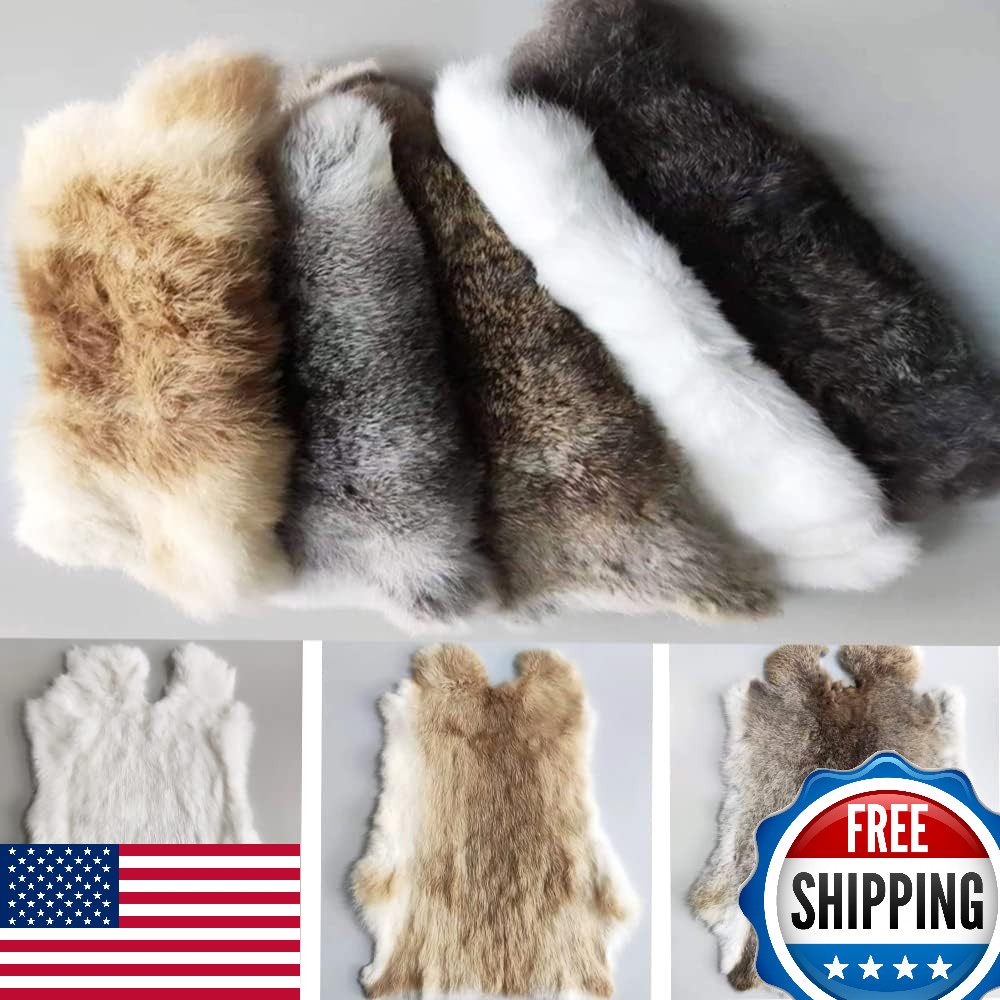 Natural Rabbit Pelt with Fur, Bulk Grade (10″x14″) – Crafts, Decor, Apparel