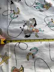 Vintage Fabric Marcus Bros. Western Cowboy Horse Lasso Pastels Teal White 5+ Yds