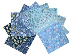 50 PCS 8×8 inch Multicolor Cotton Fabric Bundle Squares for Quilting Blue