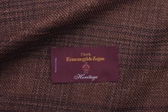 Ermenegildo Zegna Heritage Wool Silk Linen Blazer Fabric Tobacco Brown Check 300