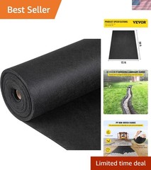 Durable Black Needle-Punched Landscape Fabric – 15ft x 20ft for Gardens & Drains