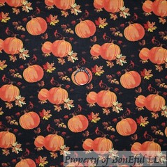 BonEful Fabric FQ Cotton Quilt Black Red Orange Pumpkin Fall Leaf Brown Turkey S