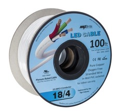 LED Cable 4 Conductor Jacketed In-Wall Speaker Wire UL/cUL Class 2 (100ft. Sp…