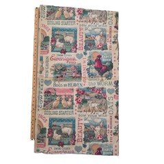 Vintage Concord Fabric Sharon Kessler Farm Animals Feedsack Labels 1 1/8 Yard