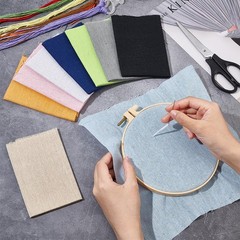 BENECREAT 18 Sheets 9 Colors Square Linen Embroidery Fabric, 9.8×9.8 inch…