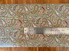 Olive Paisley Cotton Fabric by the yard, Bandana Fabric, Quilter Cotton