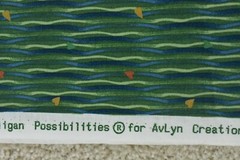 By 1/2 Yd, Tiny Hearts on Green & Blue Striped Cotton/Avlyn/Possibilities,P8203