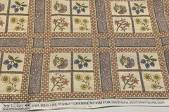 Vtg Floral Fabric By Debbie Mumm For SSI Grid Pattern Muted Lavender Cream BTHY