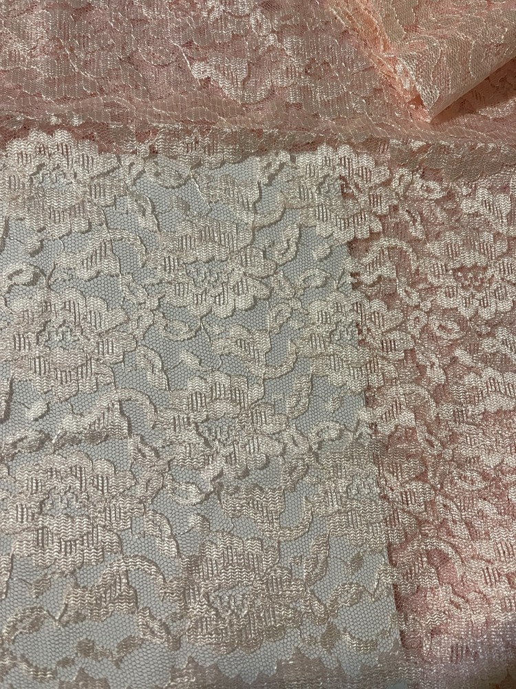 2 Yds Pretty Pink and 2 Yds Peach Lace Fabric
