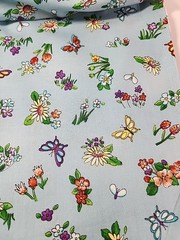 MMFab Blue Floral Butterfly Print Cotton Quilting Sewing Fabric 44″ X 5.1yds