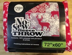 No-Sew Fleece Throw Kit – Snowflake/Deer Print Red/Gray/White 2 Prints 72”x60″