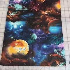 Robert Kaufman Stargazers Solar System Fabric remnant 23″ x 13″ planets stars